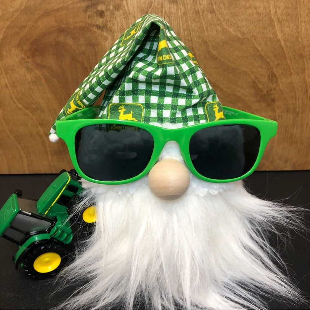 John Deere Gnome Green Yellow White Tractor Front Loader Farmer Gift Sunglasses